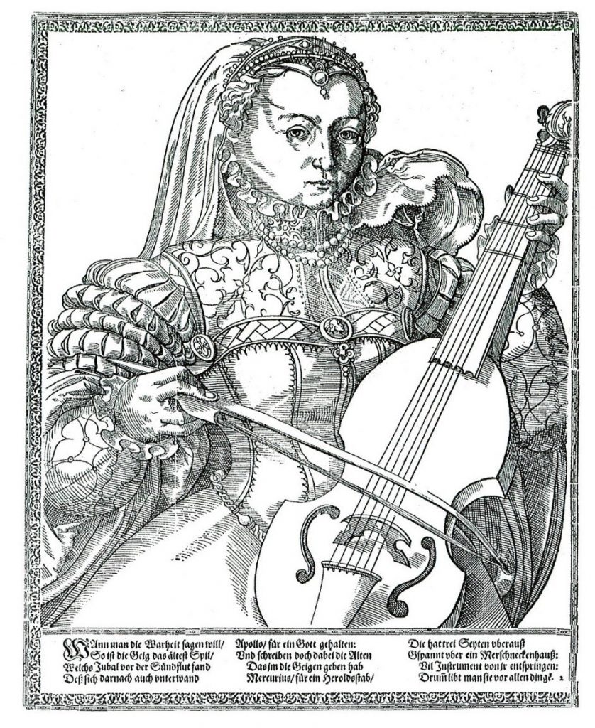 زنی در حال نواختن ویول توبیاس استیمر، دهۀ ۱۵۷۰ (؟)